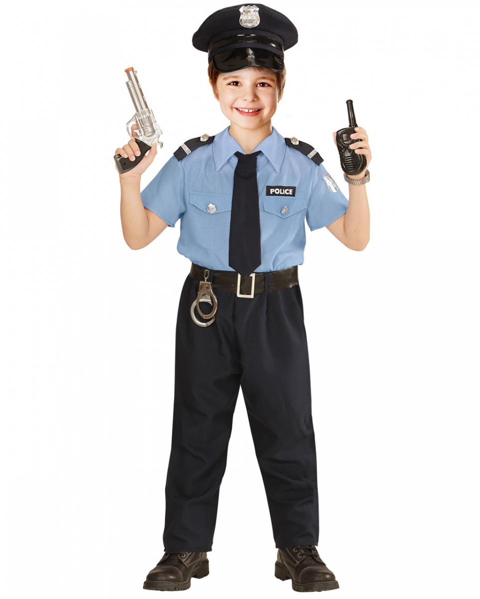 Polizist Kinderkostüm für den Kinderfasching 140 / 8-10 Jahre von Karneval Universe