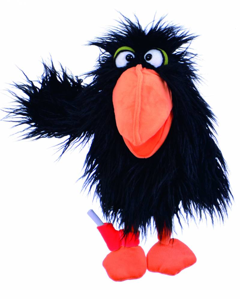 Rabe Qaux Handspielpuppe 32 cm für Bauchredner von Karneval Universe