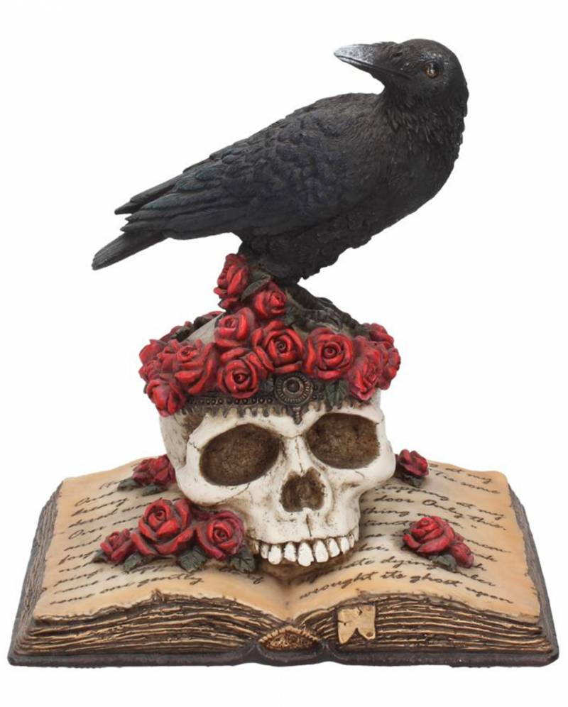 Rabe auf Rosen mit Totenschädel Figur 17cm ? von Karneval Universe