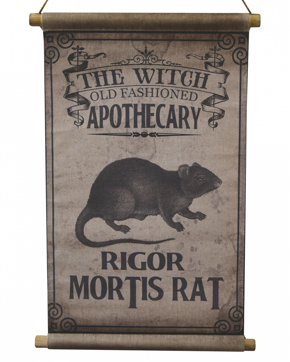Ratte Vintage Halloween Leinwand Schriftrolle 66cm ★ von Karneval Universe