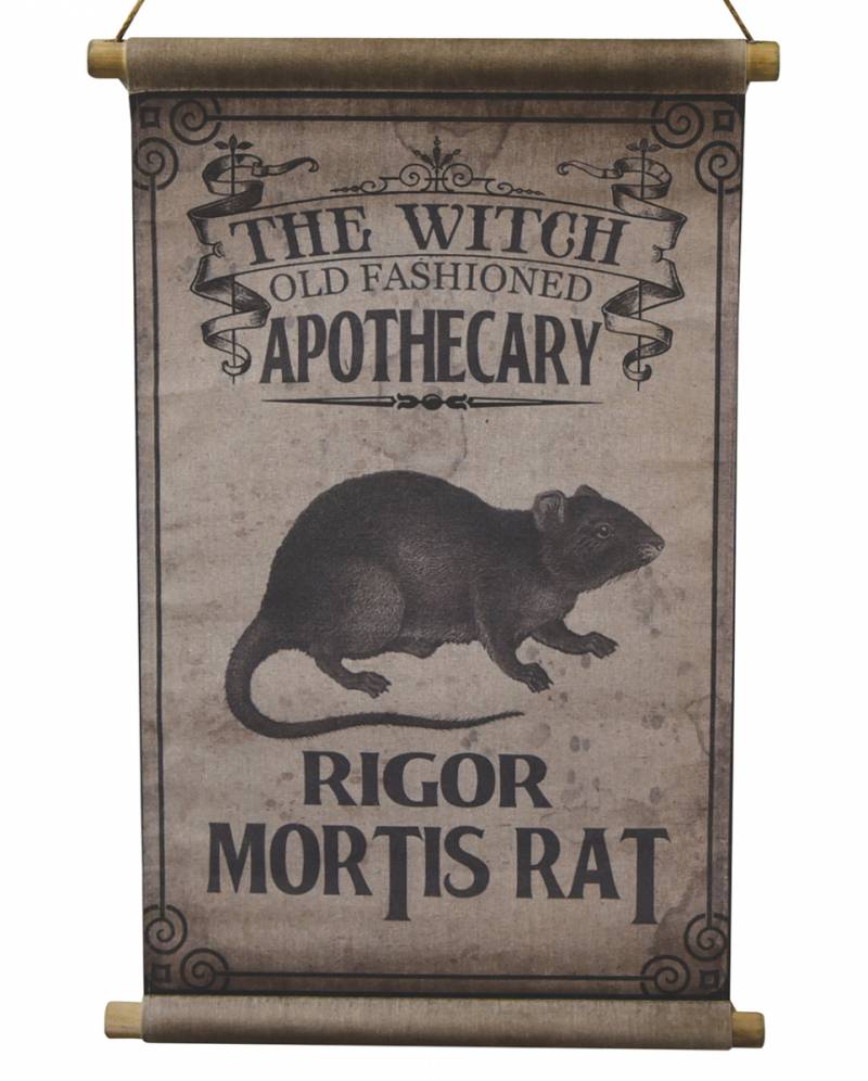 Ratte Vintage Halloween Leinwand Schriftrolle 66cm ★ von Karneval Universe