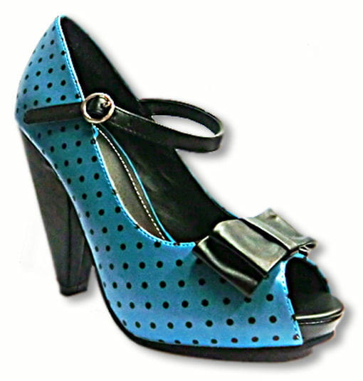 Riemchen Peeptoes Schleife -Pumps türkis-High Heels mit Pünktchen 37 von Karneval Universe