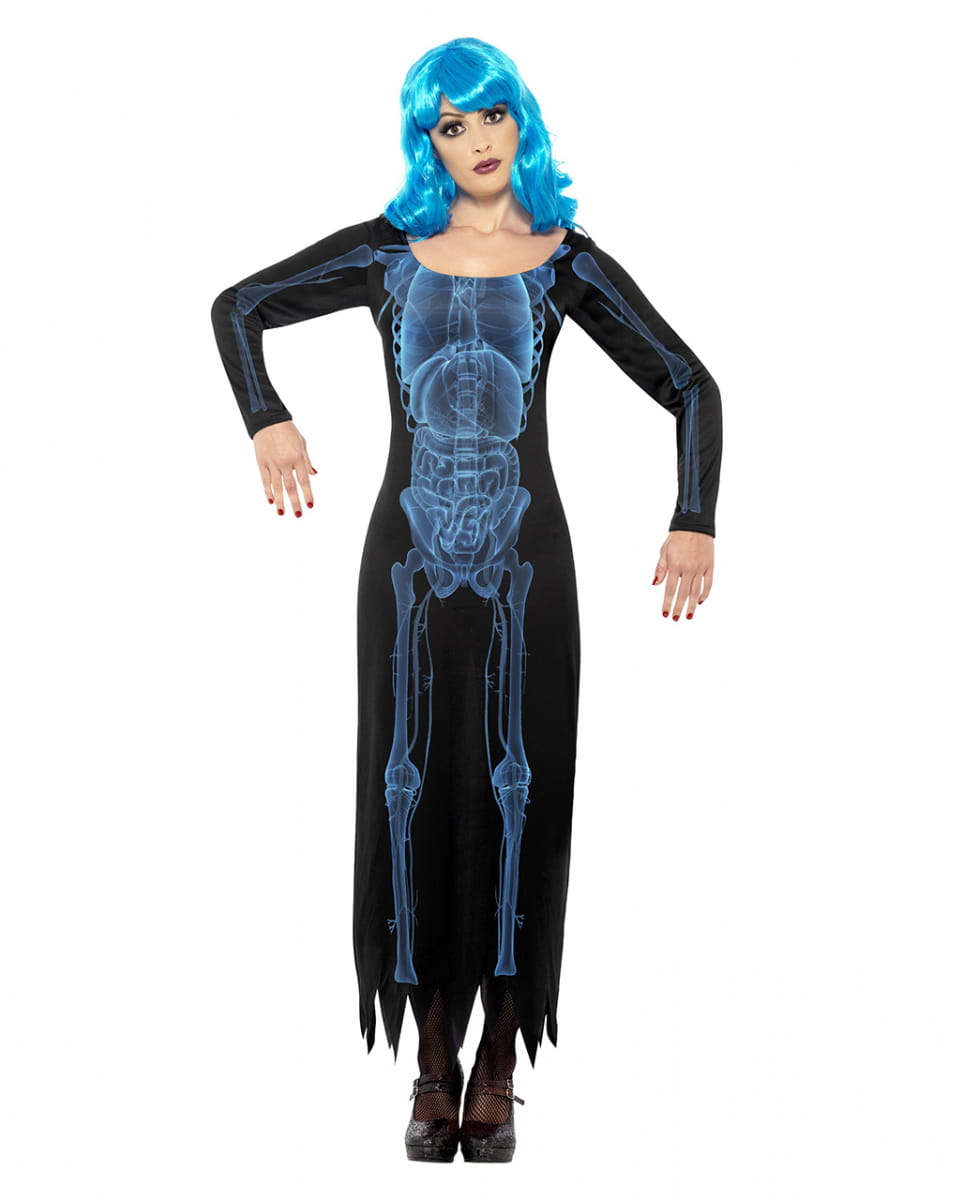 Röntgen Frauen Kostüm   Schlauchkleid mit Skelett Motiv M von Karneval Universe