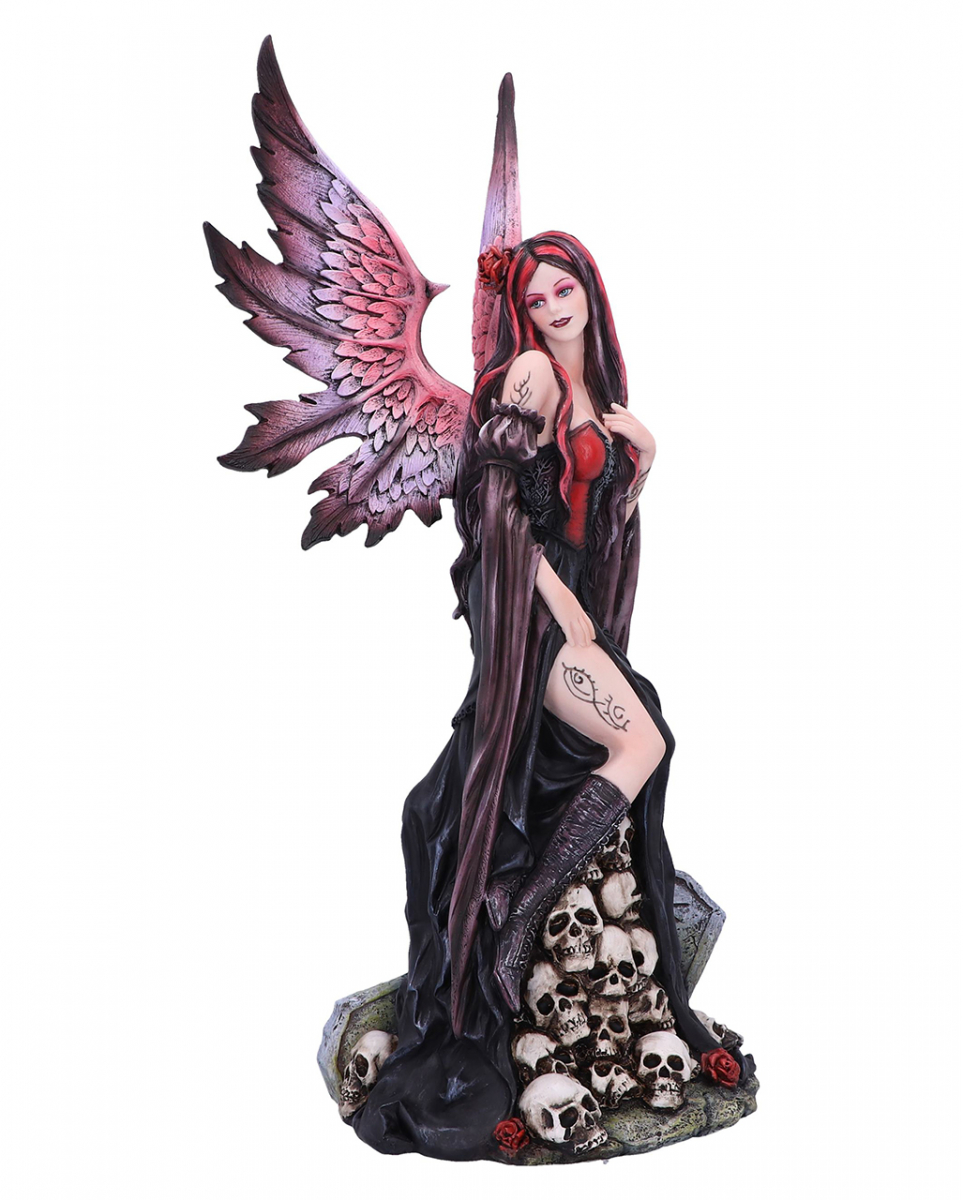 Rosen Fee Figur mit Totenschädel 39cm  Gothic Fee von Karneval Universe