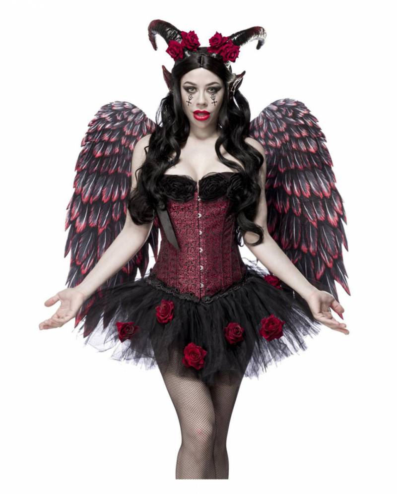 Rosen Teufelin Kostüm mit Flügel JETZT ordern 2XL-44 von Karneval Universe
