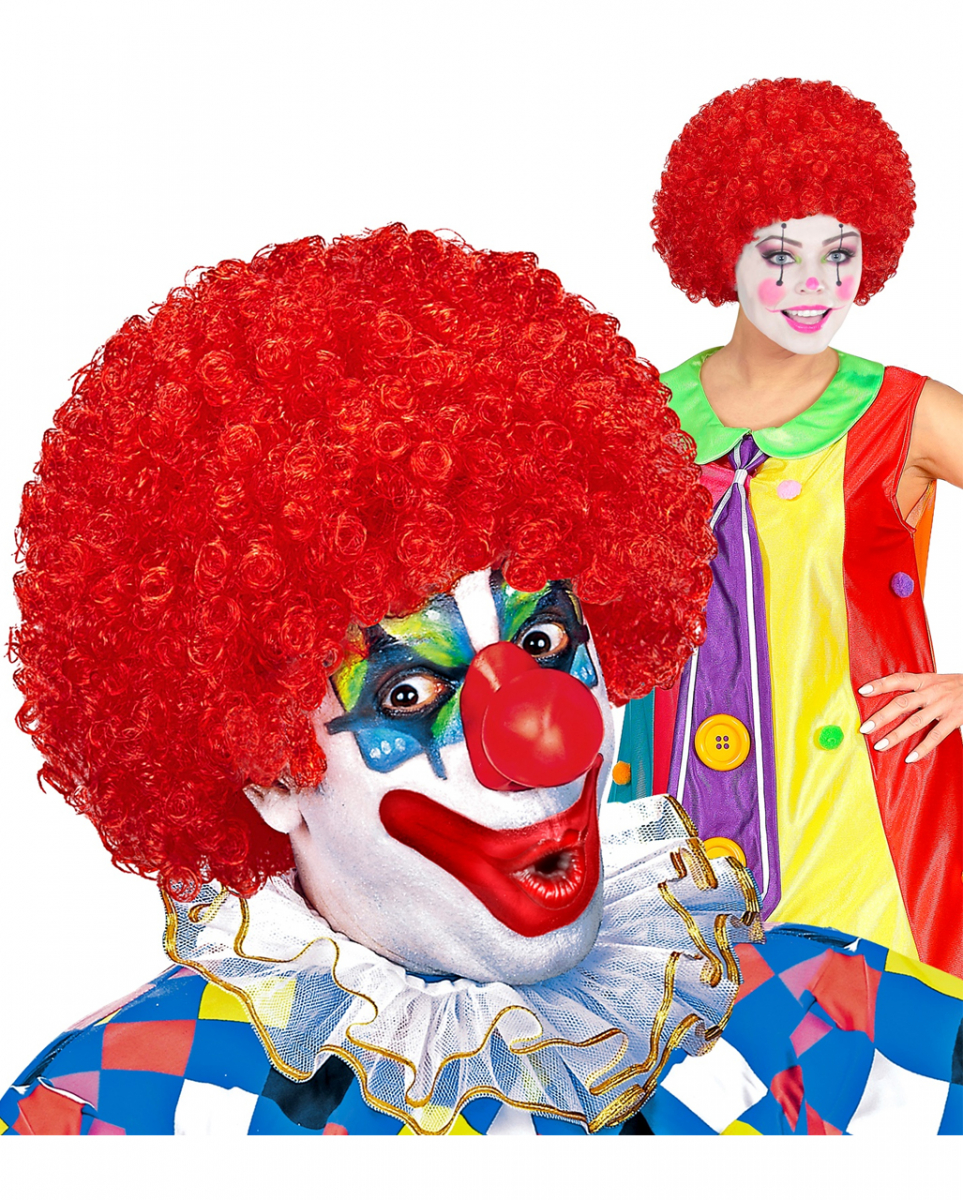 Rote Clown Lockenperücke für Karneval von Karneval Universe