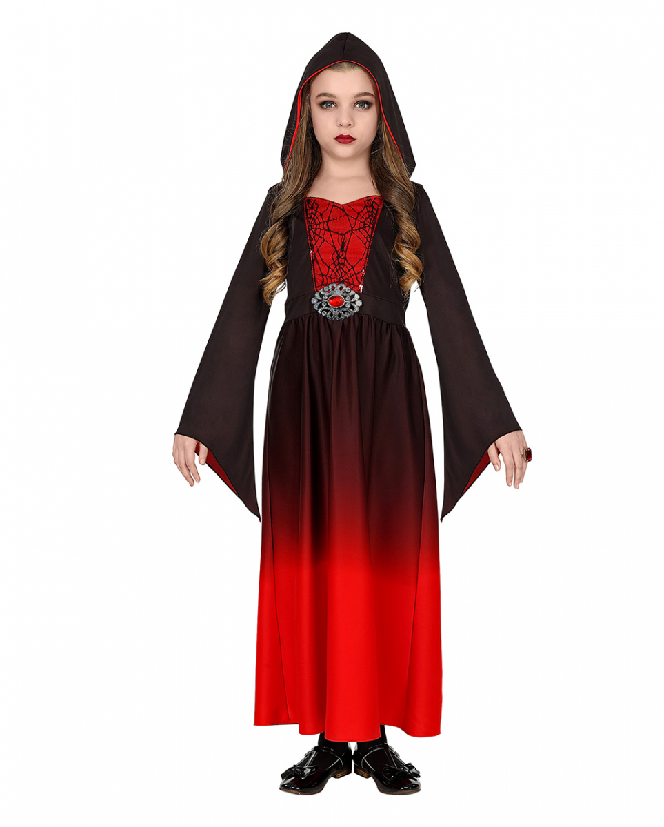 Rotes Gothicgirl Kostüm für Kinder für Halloween 11-13 Jahre von Karneval Universe