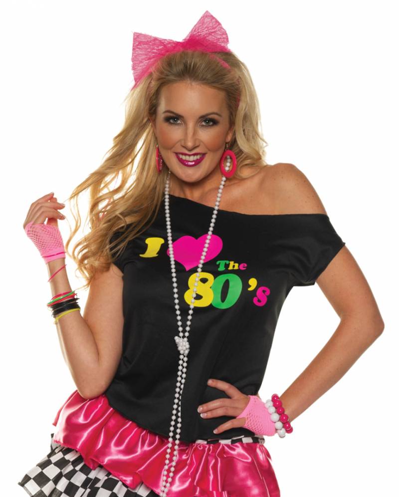 Schulterfreies 80`s Shirt  Kostüm-Accessoire S von Karneval Universe