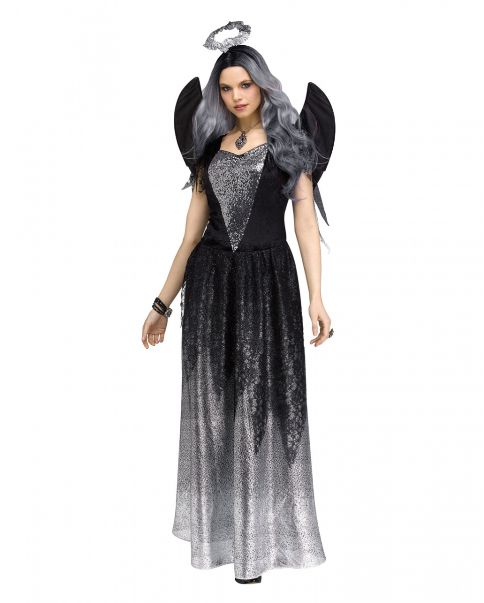 Schwarz-Silbernes Engel Kostüm für Frauen bestellen ✓ M/L von Karneval Universe