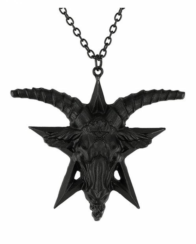 Schwarze Baphomet Gothic Halskette Kostümschmuck von Karneval Universe