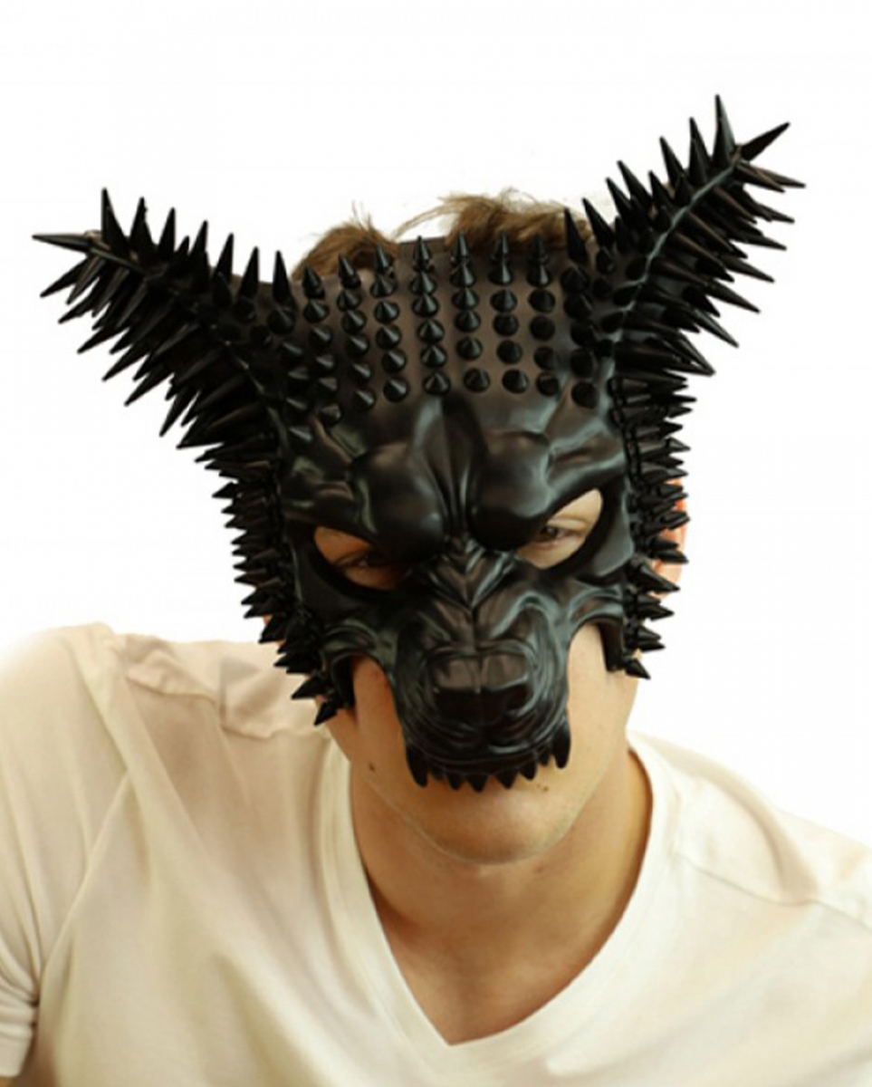 Schwarze Burning Man Spike Wolf Maske ✯✯ von Karneval Universe