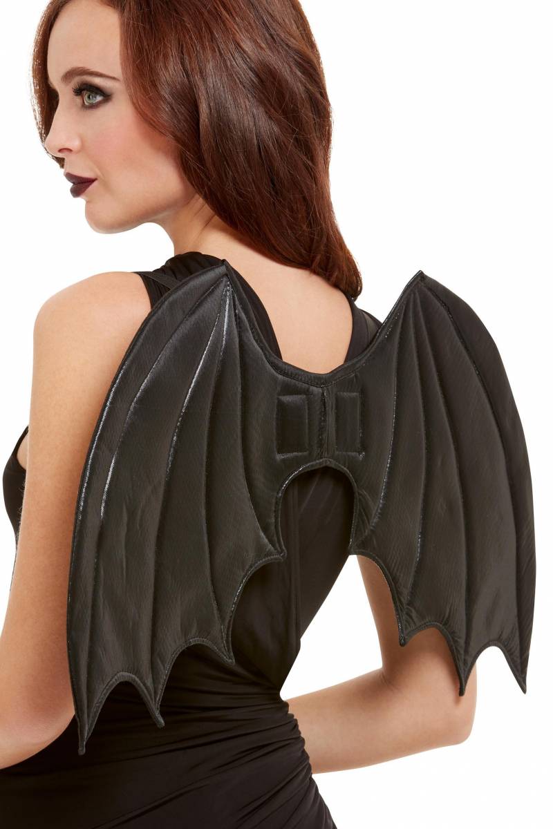 Schwarze Fledermausflügel für Erwachsene als Kostümaccessoires von Karneval Universe