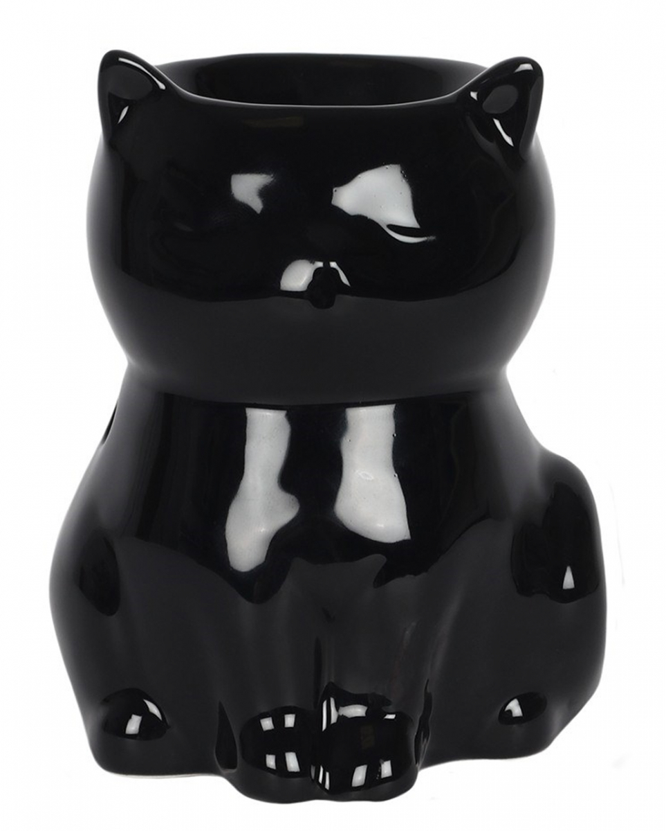 Schwarze Katze Duftöl Teelichthalter  Gothic Tischdeko von Karneval Universe