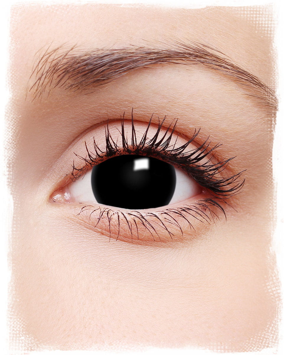 Schwarze Mini-Sclera Kontaktlinsen für Halloween von Karneval Universe