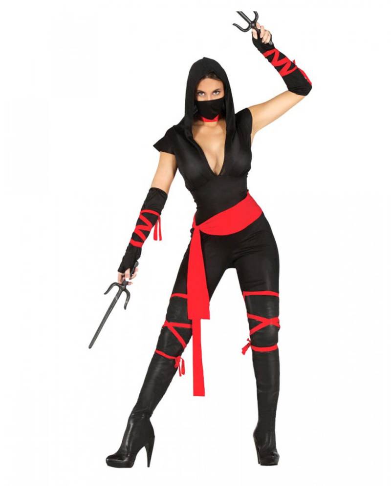 Schwarze Ninja Kriegerin Kostüm für Damen XS-S von Karneval Universe