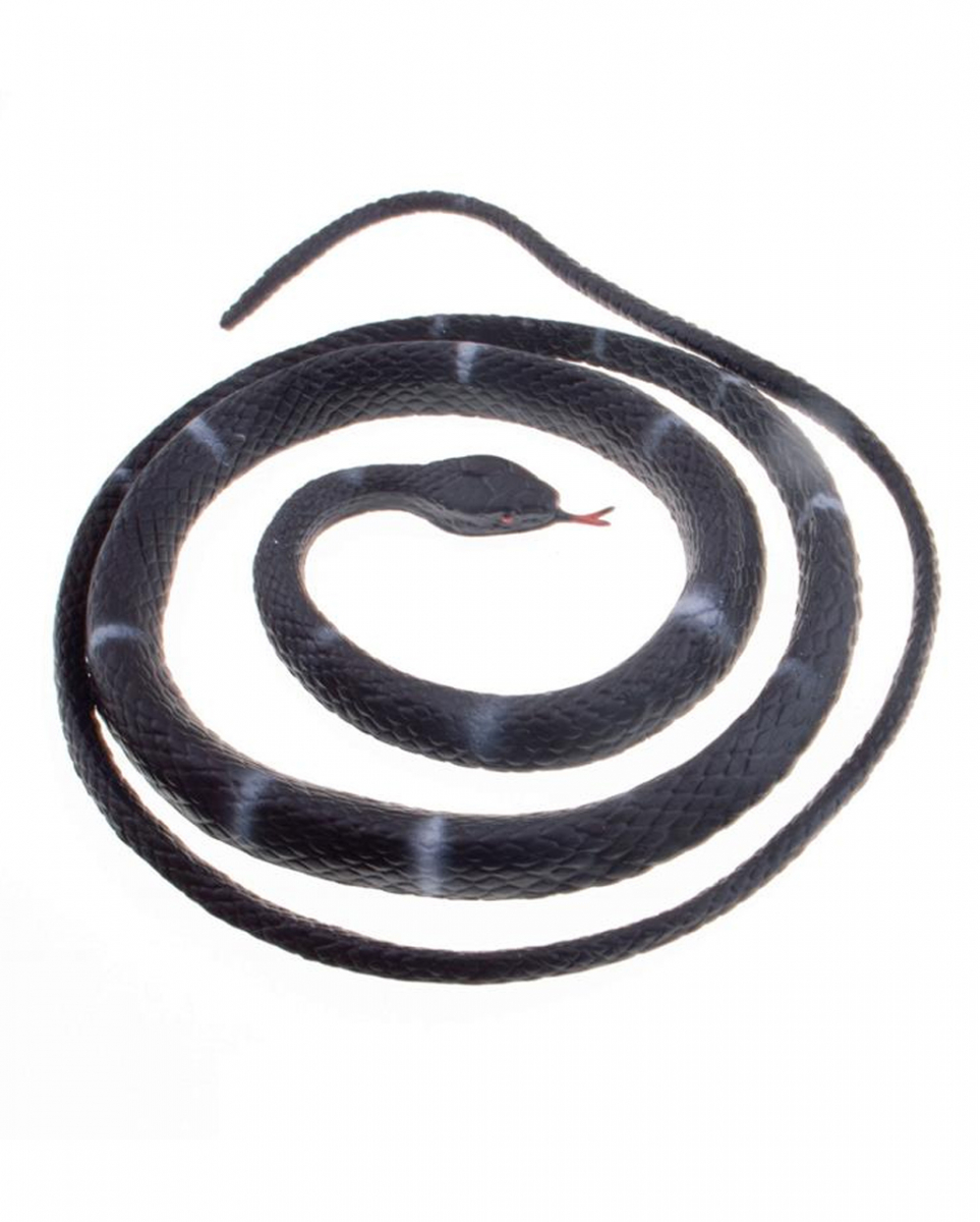 Schwarze Schlange aus Gummi 80cm als Party Gag von Karneval Universe