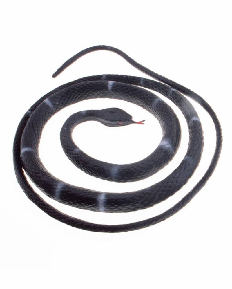 Schwarze Schlange aus Gummi 80cm als Party Gag von Karneval Universe