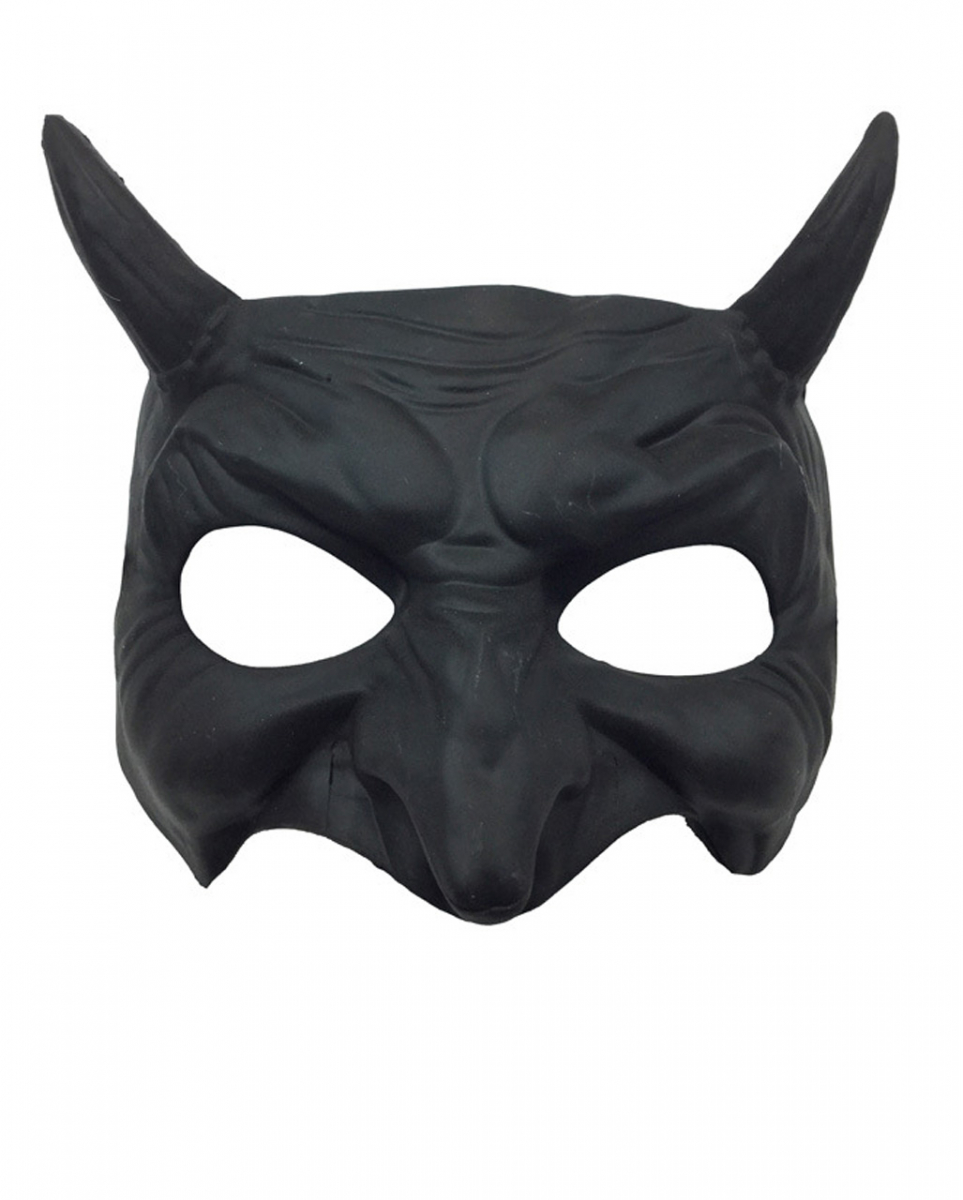 Schwarze Teufels Halbmaske mit Hörner ★ Schwarze Teufels Halbmaske mit Hörner ★ von Karneval Universe