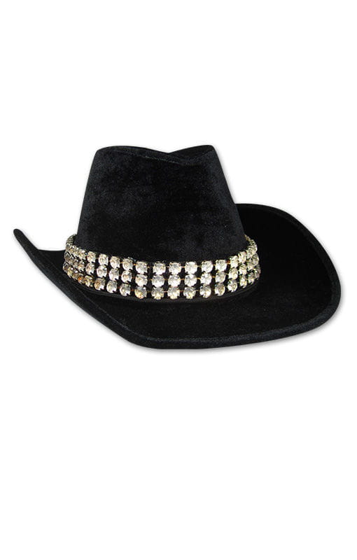 Schwarzer Cowboyhut mit Strassband