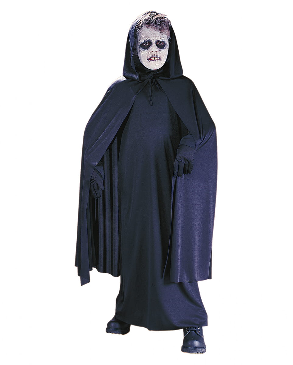 Schwarzer Kinderumhang  Vampirumhang mit Kapuze von Karneval Universe