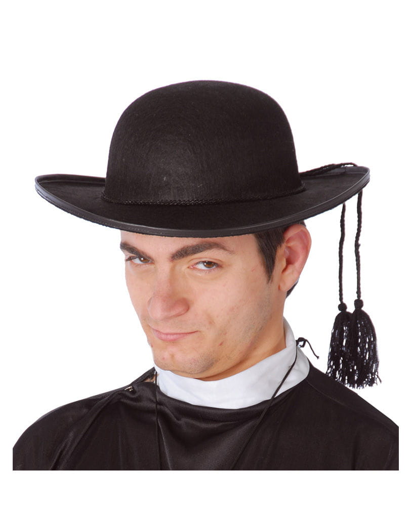Schwarzer Priester Hut   Hut eines Pfarrers mit Kordel von Karneval Universe