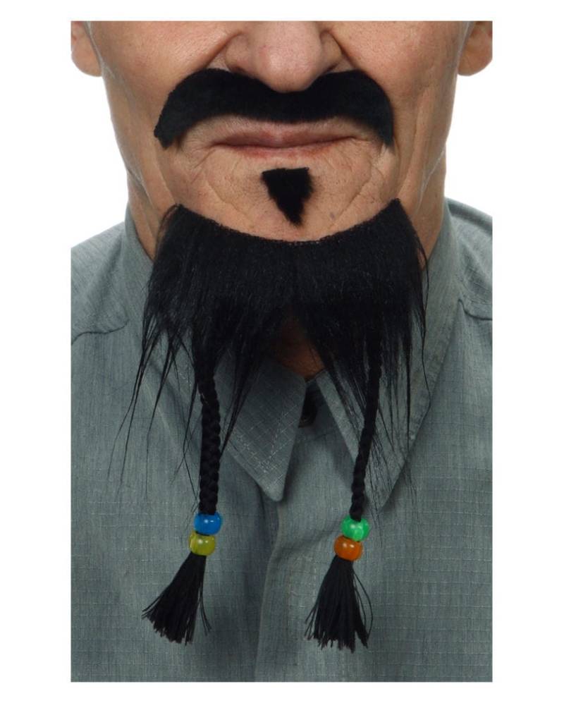 Schwarzes 3-teiliges Bart Set  Klebebärte für Fasching von Karneval Universe