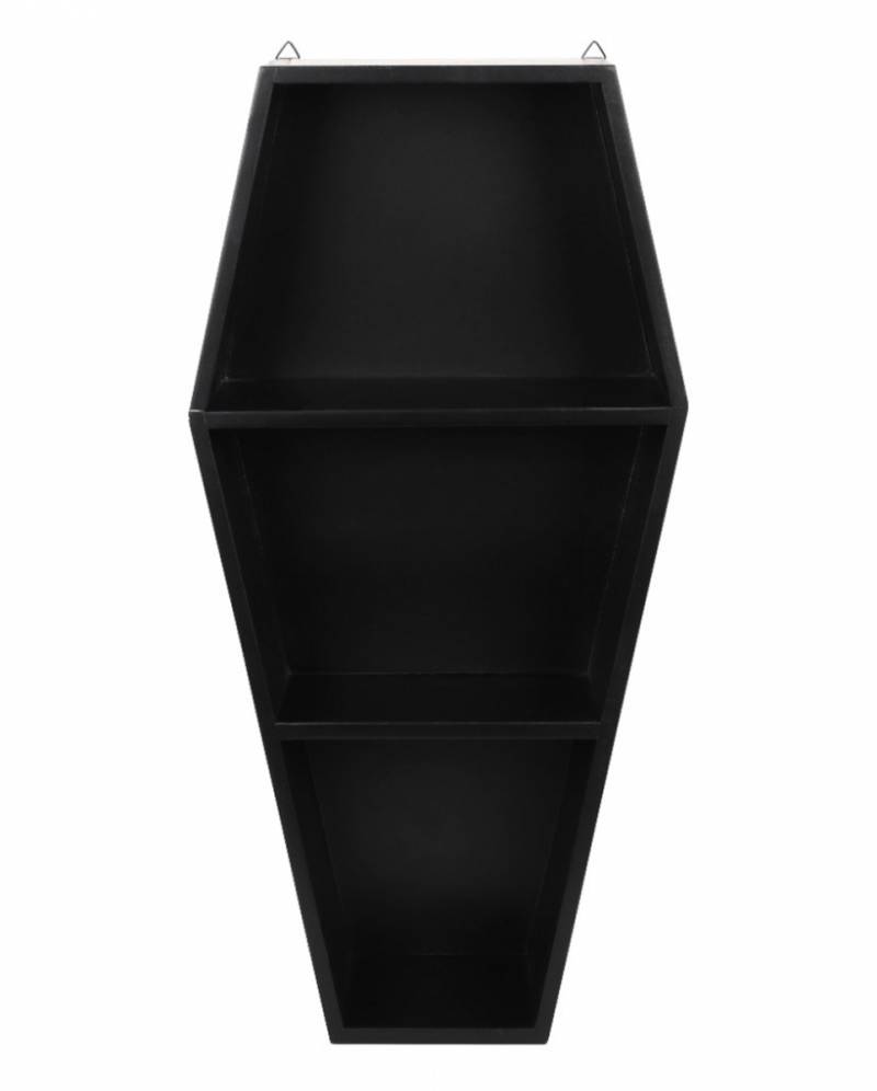 Schwarzes Sarg Regal mit 2 Böden 50cm