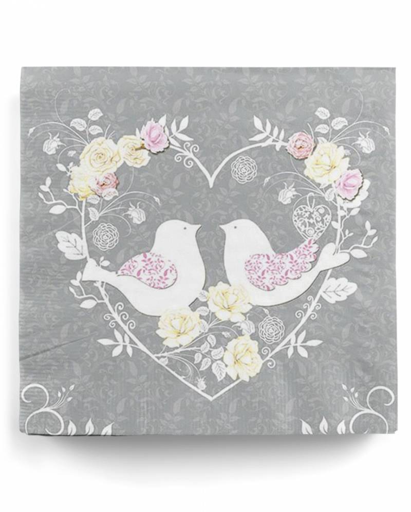 Servietten Lovebirds 20 St. als Tischdeko von Karneval Universe