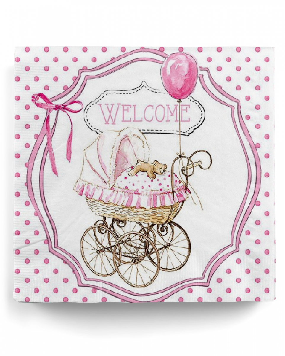 Servietten Willkommen Rosa 20 St. Servietten Willkommen Rosa 20 St. von Karneval Universe
