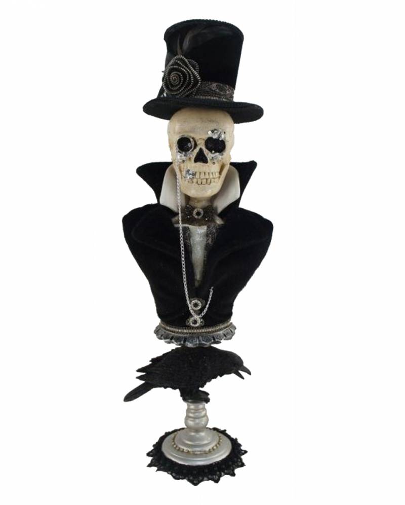 Skelett Gentleman Sockelbüste mit Krähe 66cm ordern ? von Karneval Universe