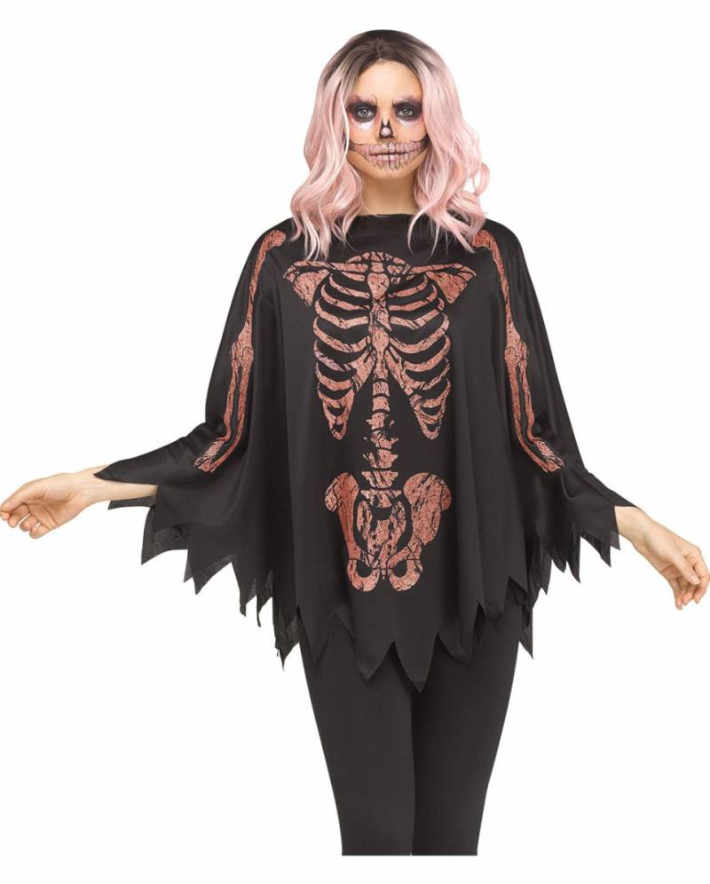 Skelett Glitzer Poncho Rosé Gold für Halloween ✰ von Karneval Universe