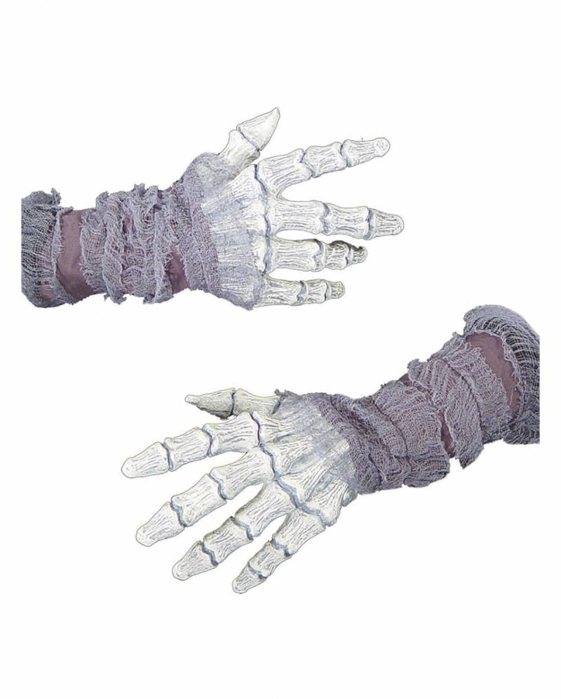 Skelett Handschuhe Weiß mit Stofffetzen ? von Karneval Universe