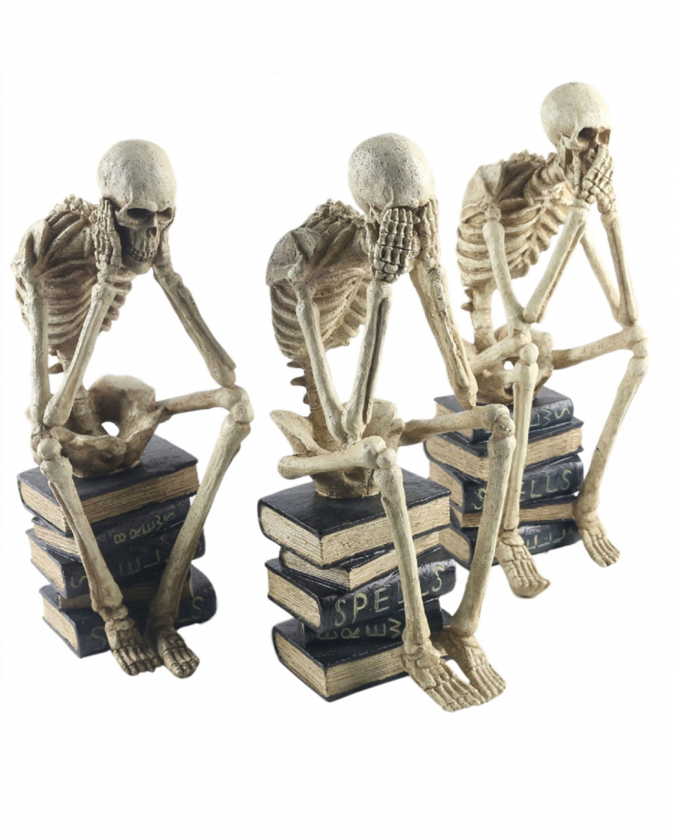 Skelette auf Bücher sitzend 3 Stück als Set 35cm ★ von Karneval Universe