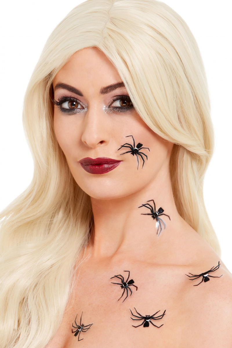 Spinnen 3D FX Hautsticker 6 Stück als Halloween Make-up Zubehör Spinnen 3D FX Hautsticker 6 Stück als Halloween Make-up Zubehör von Karneval Universe