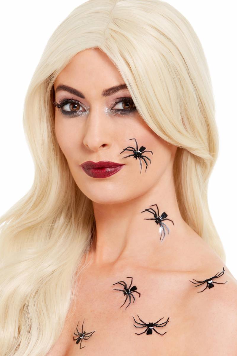 Spinnen 3D FX Hautsticker 6 Stück als Halloween Make-up Zubehör von Karneval Universe