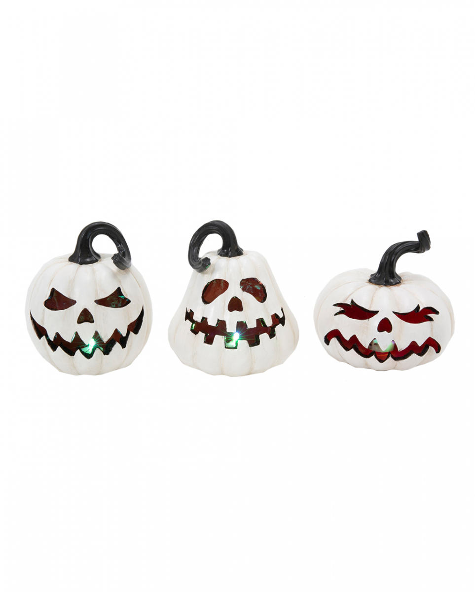 Spooky Halloween Kürbis weiß mit LED 14cm ✰ kaufen von Karneval Universe