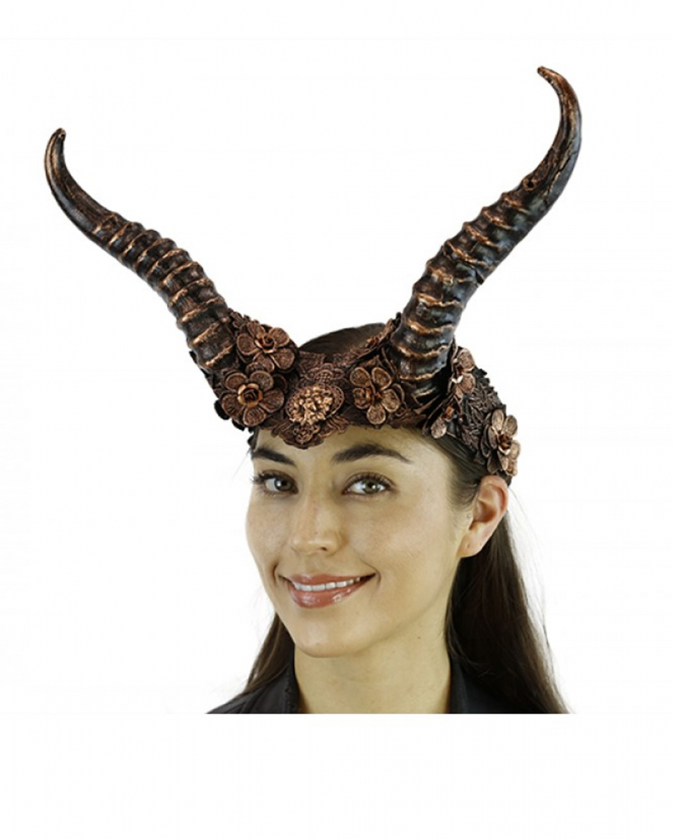 Steampunk Hörner Haarreif mit Spitze Bronze ★ von Karneval Universe
