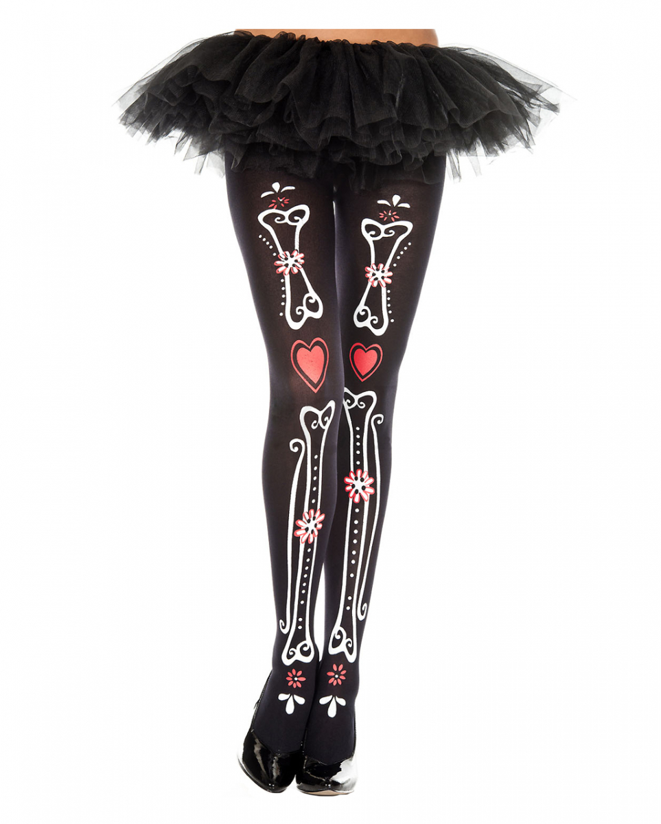 Strumpfhose Bone & Heart für Halloween Kostüme von Karneval Universe