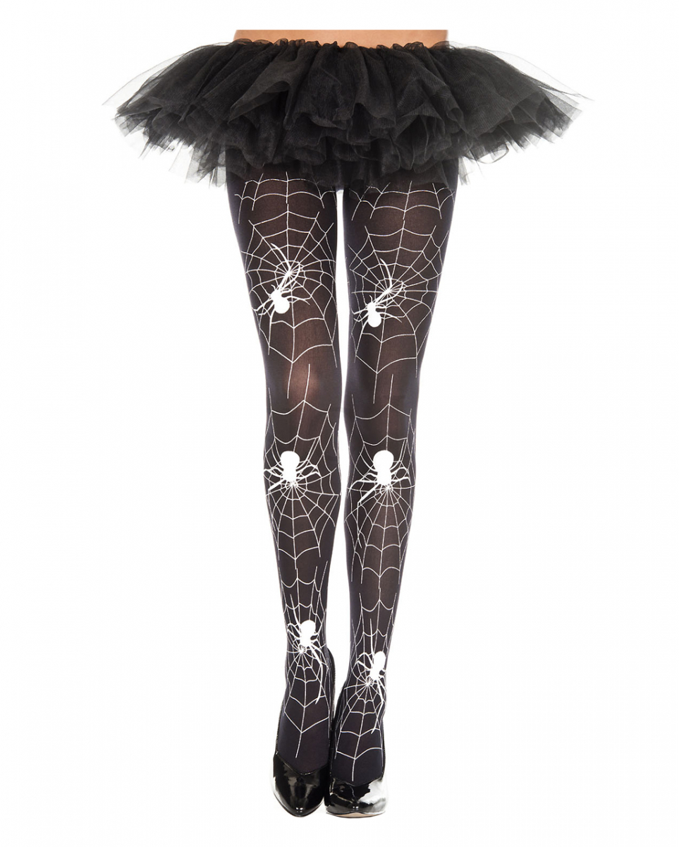 Strumpfhose mit Spinnen & Spinnweben schwarz-weiß für Halloween Strumpfhose mit Spinnen & Spinnweben schwarz-weiß für Halloween von Karneval Universe