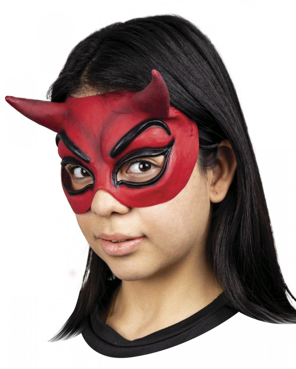 Teufels Halbmaske rot für Halloween & Fasching von Karneval Universe