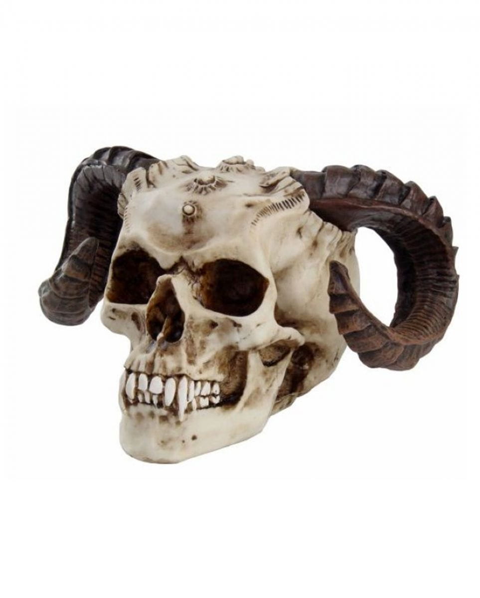 Teufelskopf mit Widder Hörnern - Totenschädel kaufen von Karneval Universe