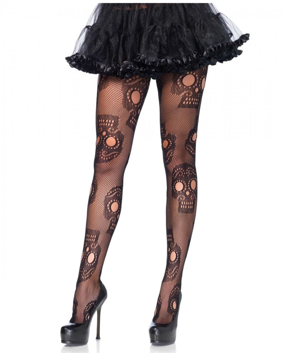 Totenkopf Netz-Strumpfhose ☠ bestellen Totenkopf Netz-Strumpfhose ☠ bestellen von Karneval Universe