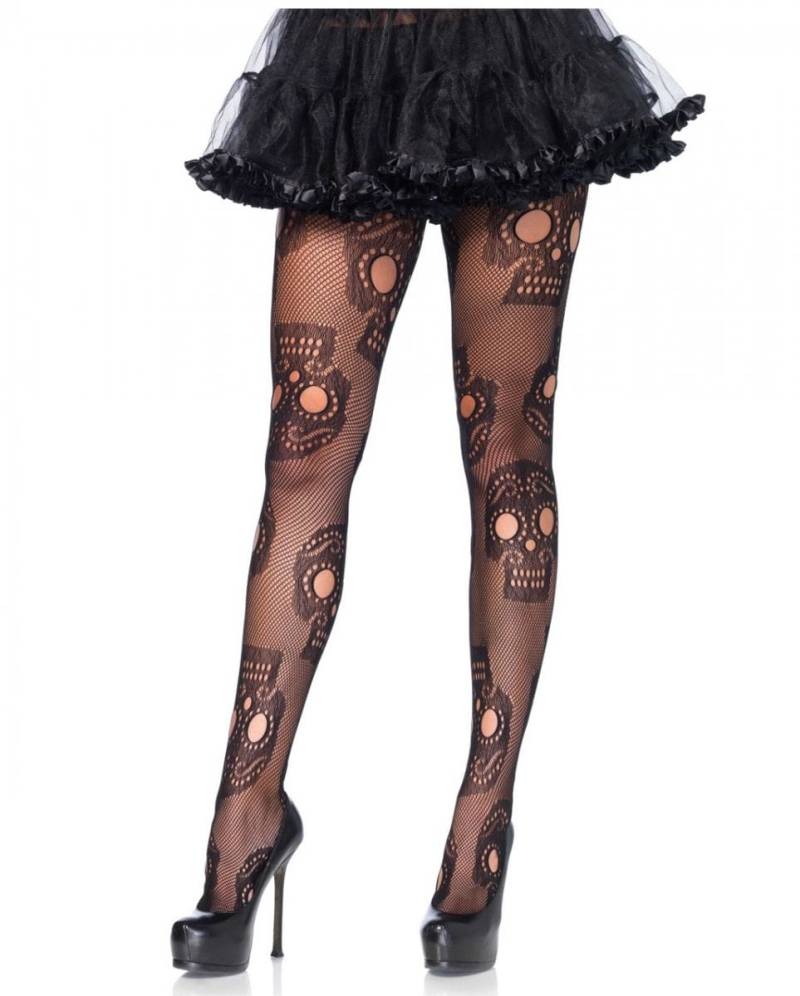 Totenkopf Netz-Strumpfhose ☠ bestellen von Karneval Universe
