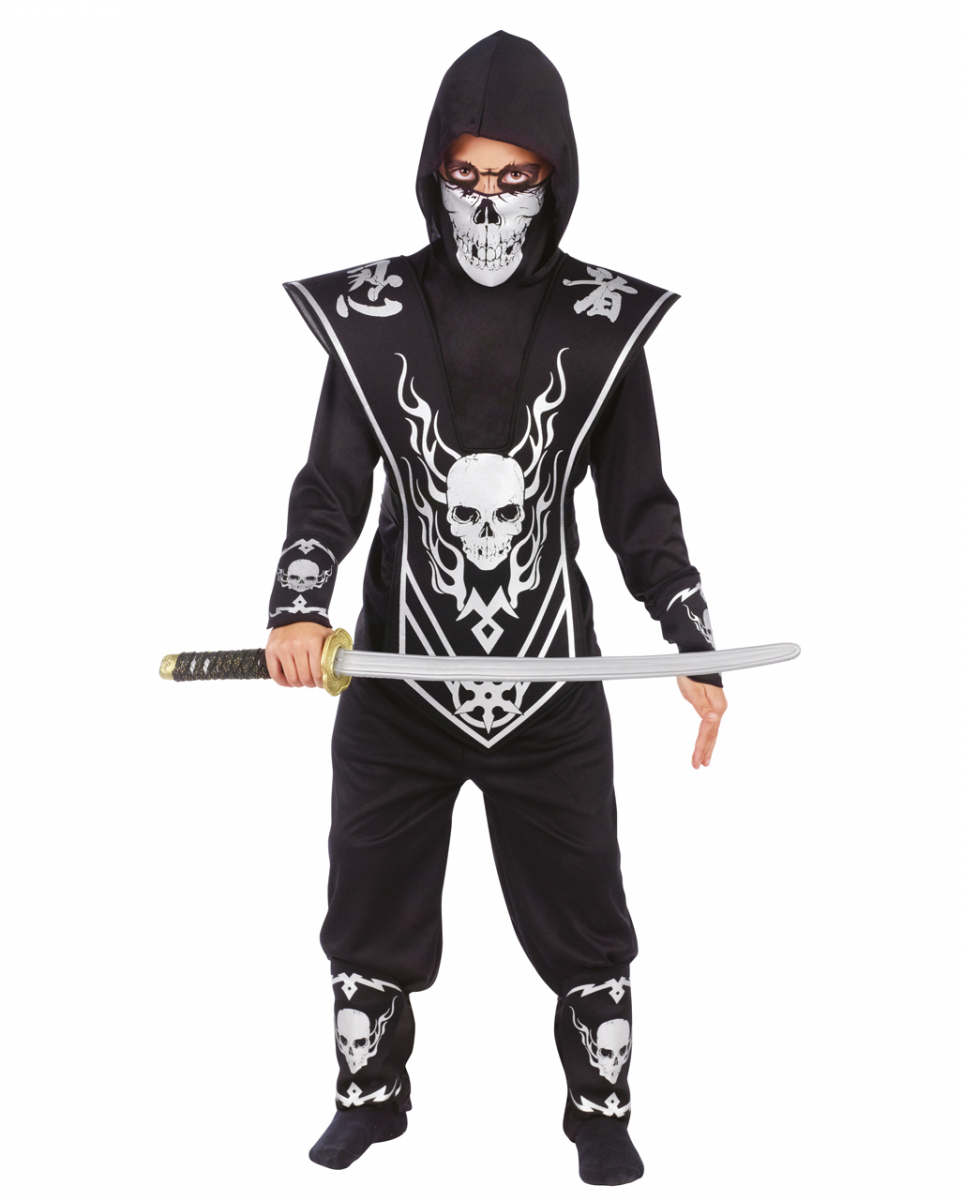 Totenkopf Ninja Kinderkostüm für Halloween S von Karneval Universe