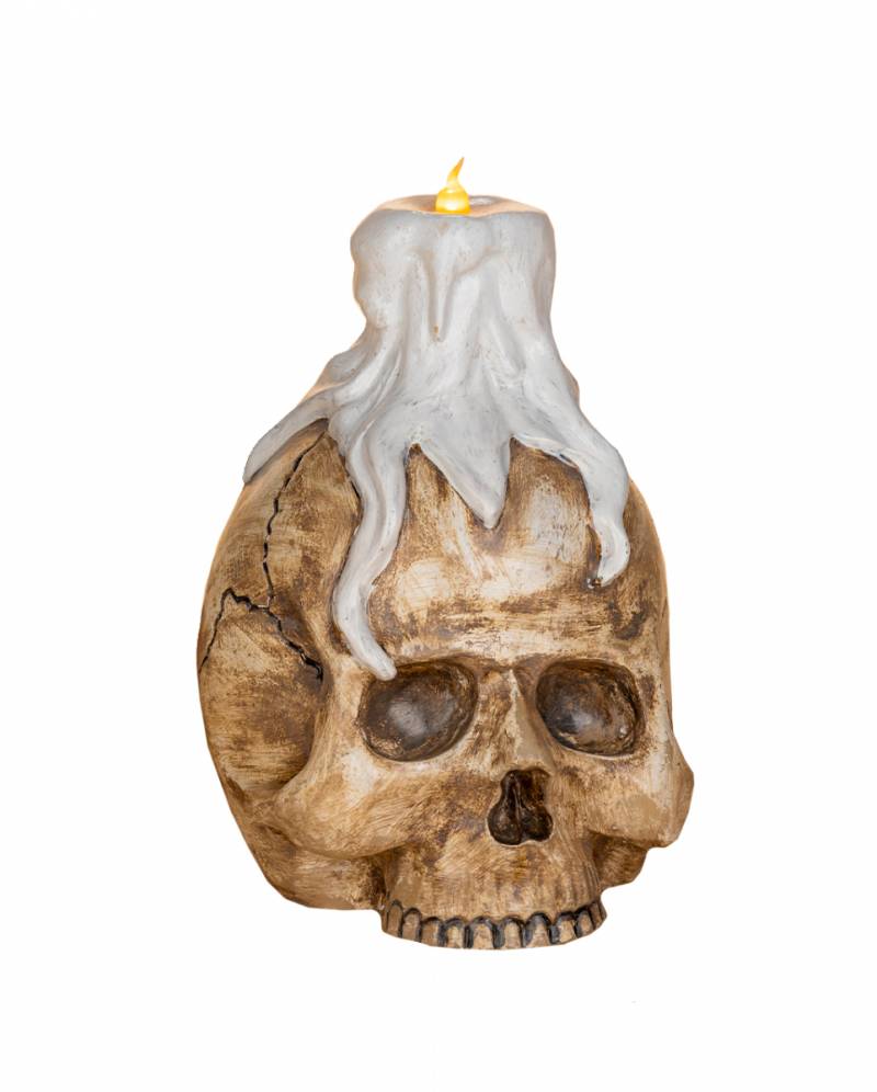 Totenkopf mit Kerze & Licht 20cm  Halloween Deko von Karneval Universe
