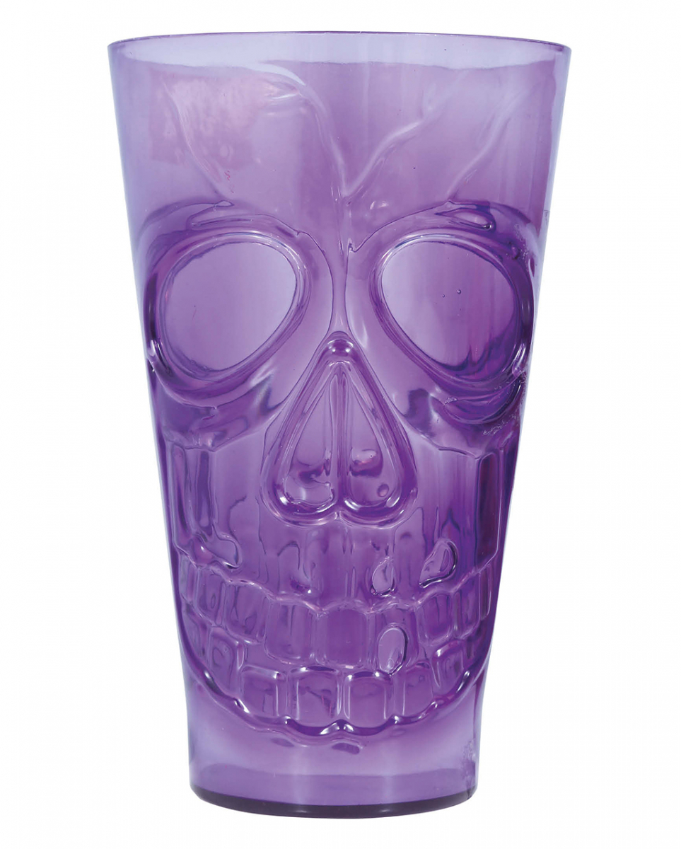 Totenschädel Halloween Glas Violett 15cm  Halloween Geschirr von Karneval Universe