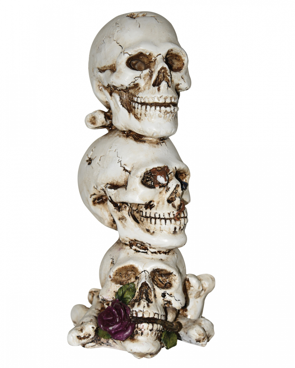 Totenschädel & Knochenturm mit Rose 23cm kaufen von Karneval Universe