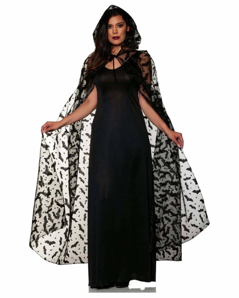 Transparenter Halloween Umhang mit Fledermäusen ➔ von Karneval Universe