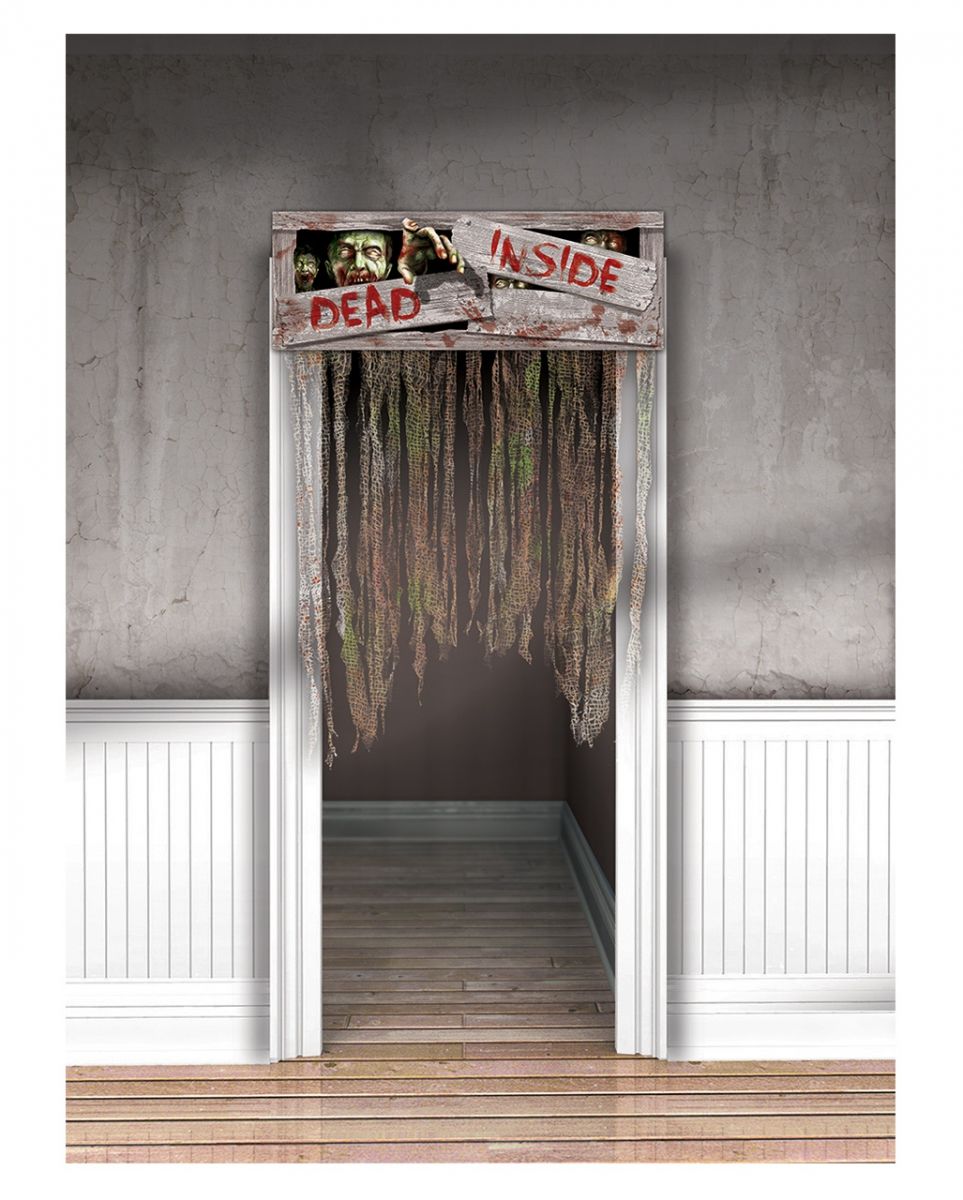 Tür-Vorhang DEAD INSIDE für Halloween  gruselige Dekorationen von Karneval Universe