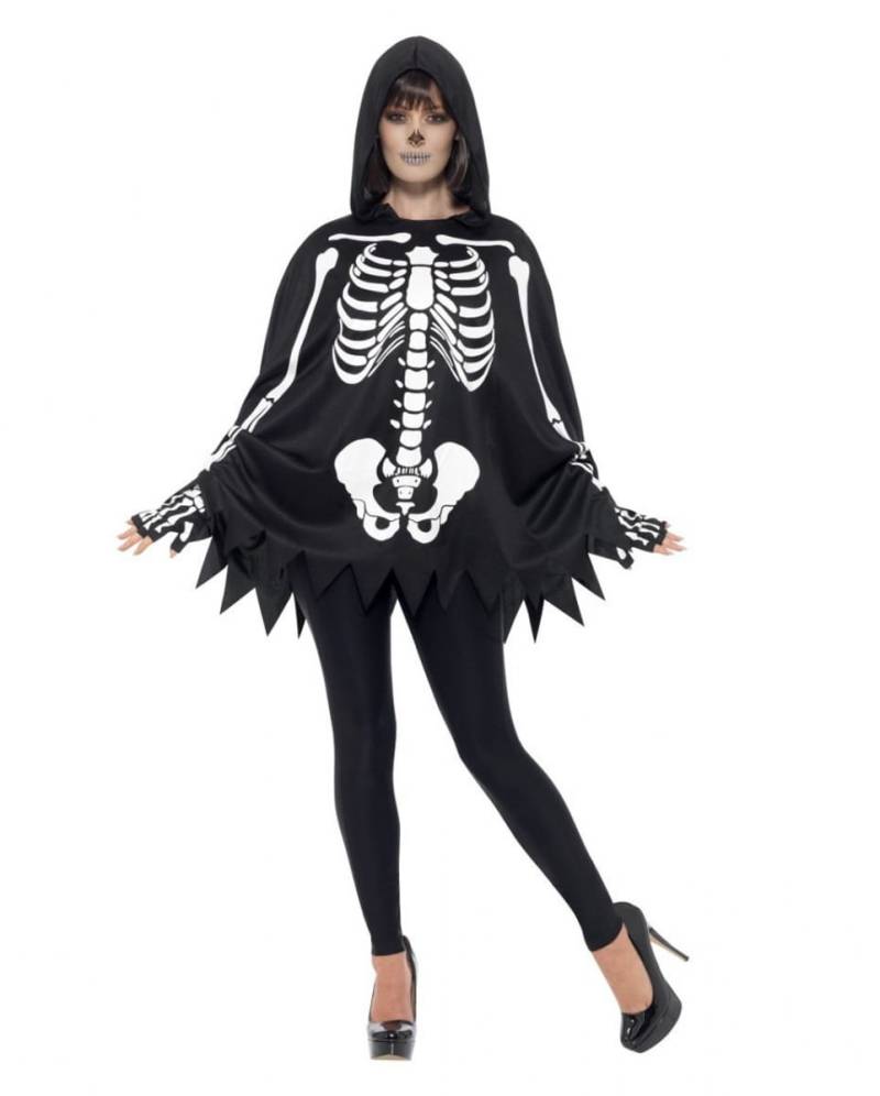 Unisex Skelett Poncho mit Handschuhen für Fasching & Halloween von Karneval Universe